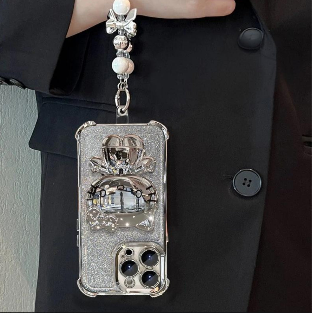 Silver Hello Kitty Mirrored Case with Bracelet Strap