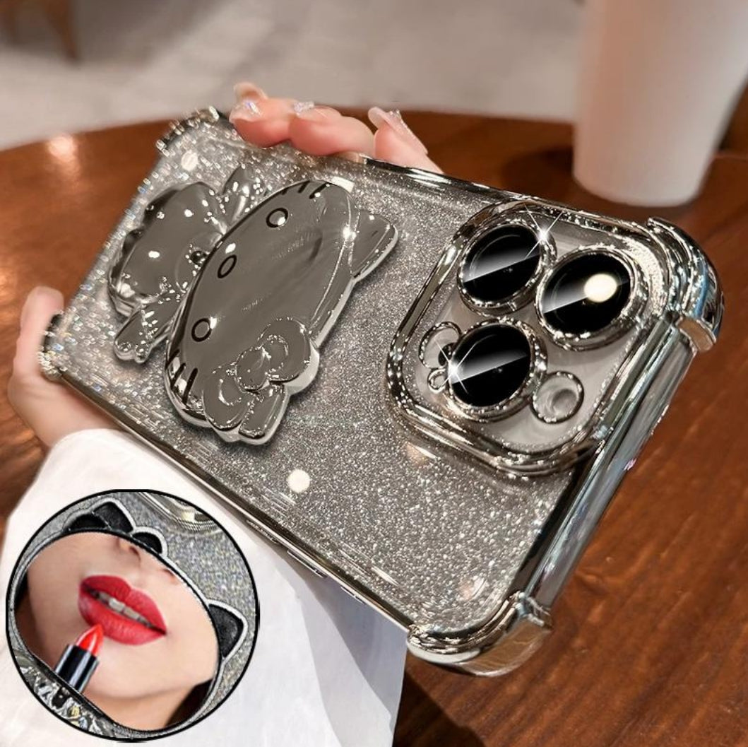 Silver Hello Kitty Mirrored Case with Bracelet Strap