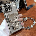 Silver Hello Kitty Mirrored Case with Bracelet Strap